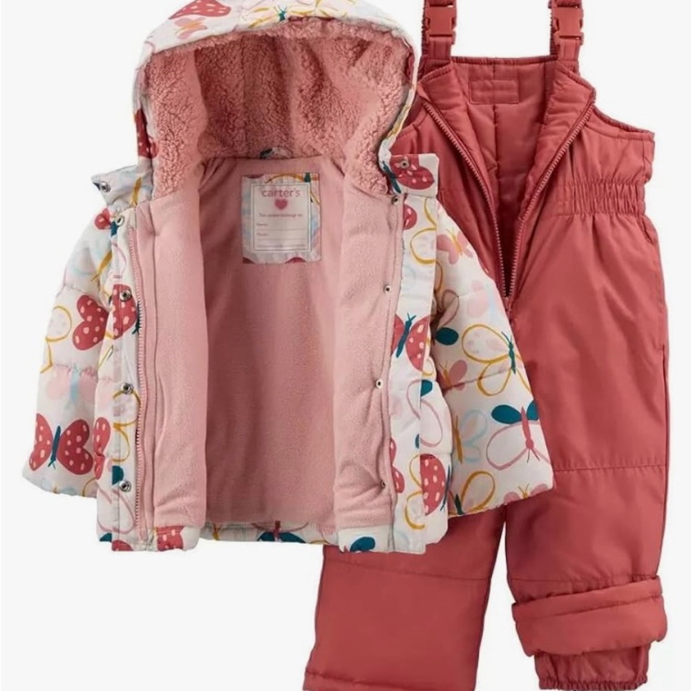 Carters Butterfly Baby Girl’s Kids 2pc Snowsuit 12M New with tag - Picture 2 of 3